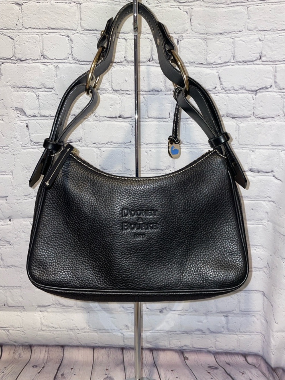 Dooney & Bourke Black Pebbled Leather Shoulder Hobo